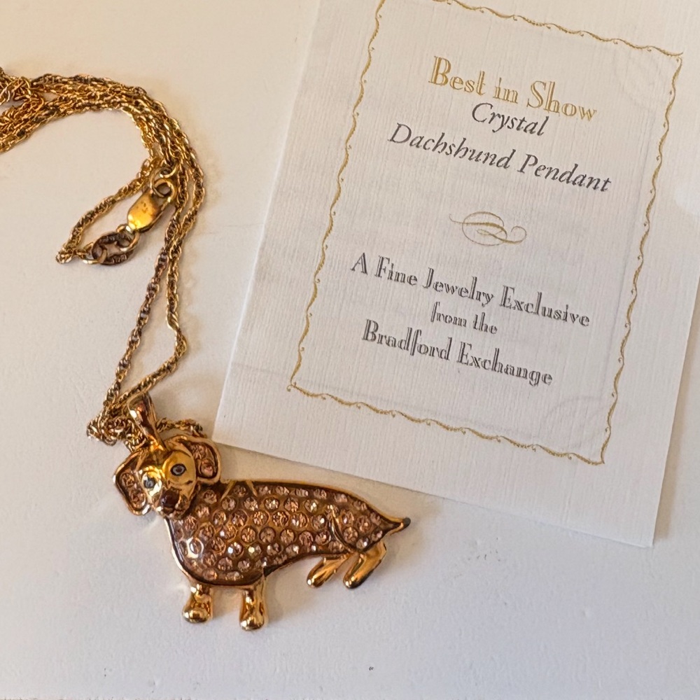 The Bradford Exchange Gold Crystal Dachshund Necklace